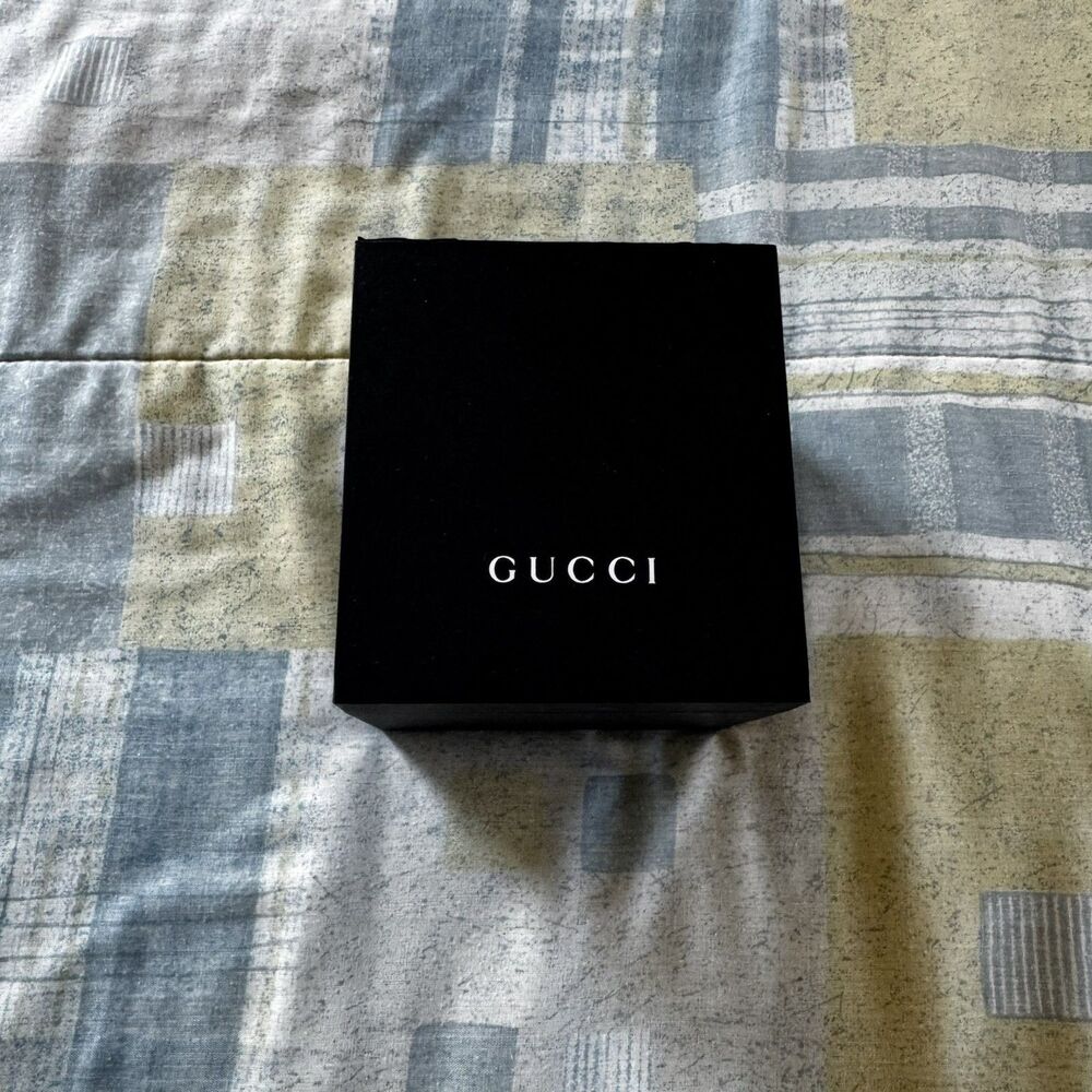 Gucci Jewelry Gift Black GG Outer + Tan Hinged + Booklet Empty Box Set